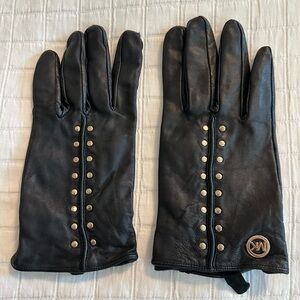 Michael Kors Black Studded Leather Gloves